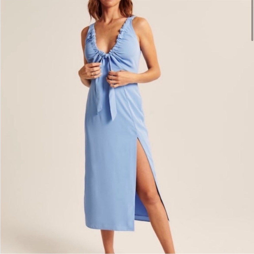 Abercrombie Cinched Neck Slip Midi Dress